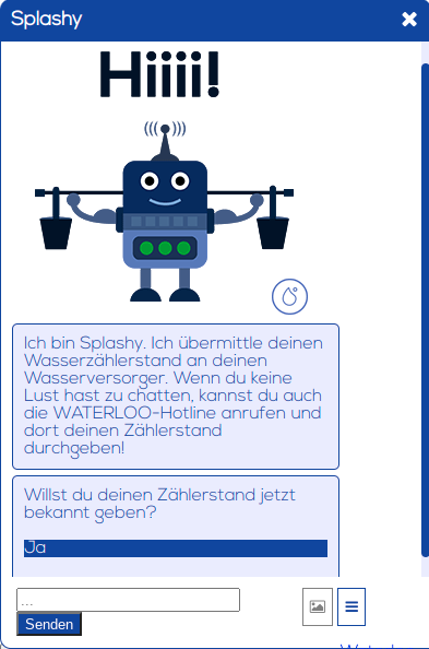 Chatbot Splashy für die digitale Ablesung